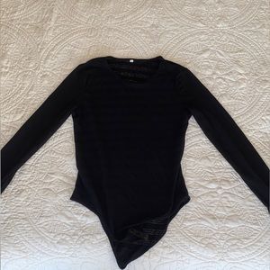 Sheer black stripped bodysuit